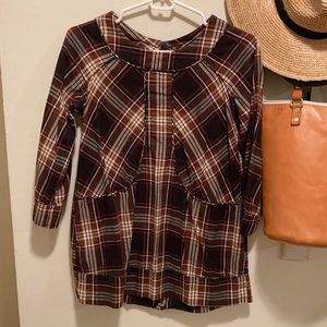 Dear Creatures button back plaid top